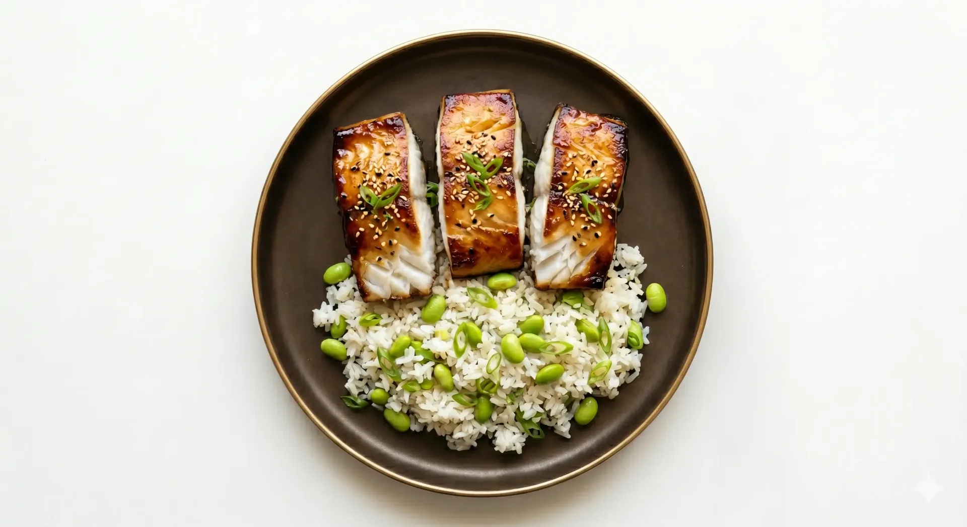 Honey Miso-Glazed Fish With Edamame Rice